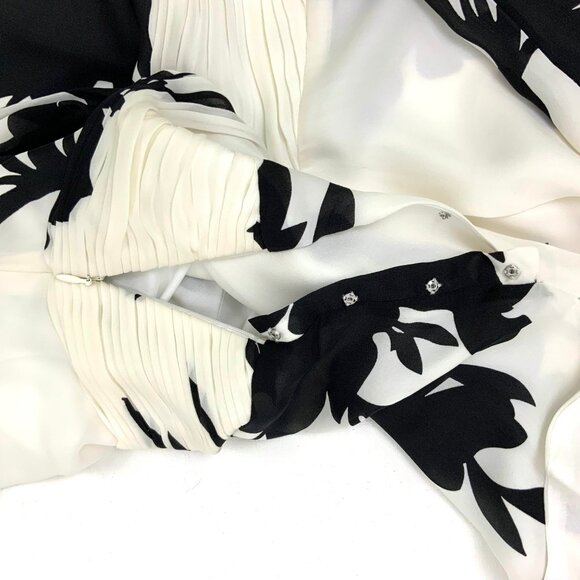 Joie Ashleena Silk Floral Dress In White And Black Size 12 - Picture 16 of 16